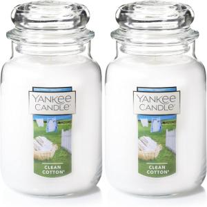 Yankee Candle Clean Cotton Scented, Large 22oz Jar Candle with Premium Paraffin-Grade Wax, Long Burn Time, Ideal for Gifts and Home Decor(Large Jar (Pack of 2))