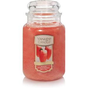 Yankee Candle Honey Clementine Scented, Classic 22oz Large Jar Single Wick Aromatherapy Candle, Over 110 Hours of Burn Time, Apothecary Jar Fall Candle, Autumn Candle Scented for Home(White Strawberry Bellini)
