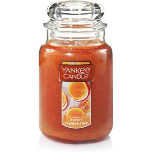 Yankee Candle Honey Clementine Scented, Classic 22oz Large Jar Single Wick Aromatherapy Candle, Over 110 Hours of Burn Time, Apothecary Jar Fall Candle, Autumn Candle Scented for Home(Honey Clementine)