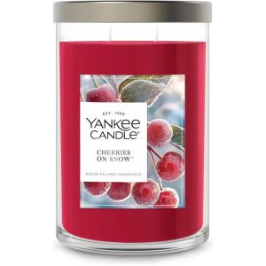 Yankee Candle Large Tumbler Scented Candle with up to 80 Hour Burn Time, Premium Plant Wax Blend for Consistent Burn, 20 oz Tumbler Candle with Room Filling Fragrance, Cherries on Snow(Festive)