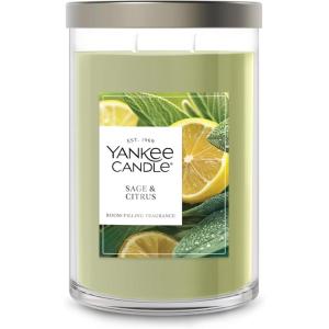 Yankee Candle Large Tumbler Scented Candle with up to 80 Hour Burn Time, Premium Plant Wax Blend for Consistent Burn, 20 oz Tumbler Candle with Room Filling Fragrance, Sage & Citrus