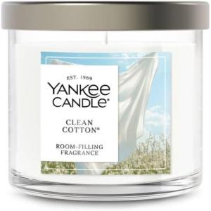 Yankee Candle Large Tumbler Scented Candle with up to 80 Hour Burn Time, Premium Plant Wax Blend for Consistent Burn, 20 oz Tumbler Candle with Room Filling Fragrance, Bayside Cedar(Clean Cotton)