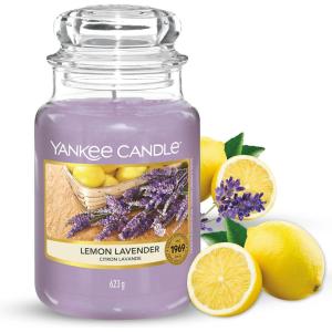 Yankee Candle Lemon Lavender Scented Classic 22oz Large Jar Single Wick Candle Over 110 Hours of Burn Time Ideal for Gifting Events and Home Fragrance