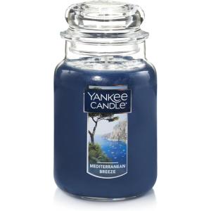 Yankee Candle Mediterranean Breeze Scented Classic 22oz Large Jar Single Wick Candle Over 110 Hours of Burn Time Paraffin-Grade Wax(Mediterranean Breeze)