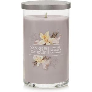 Yankee Candle Medium Pillar Scented Candle with up to 115 Hour Burn Time, Premium Plant Wax Blend for Consistent Burn, 14.25 oz Pillar Candle with Room Filling Fragrance, Pumpkin Banana Scone(Smoked Vanilla & Cashmere)