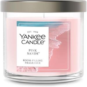 Yankee Candle Medium Pillar Scented Candle with up to 115 Hour Burn Time, Premium Plant Wax Blend for Consistent Burn, 14.25 oz Pillar Candle with Room Filling Fragrance, Pink Sands(Pink Sands)