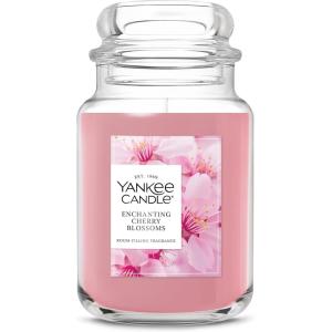 Yankee Candle Midnight Jasmine, Scented Candle, 22oz Large Jar with up to 150 Hour Burn Time, Giftable(Enchanting Cherry Blossom)