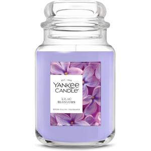 Yankee Candle Midnight Jasmine, Scented Candle, 22oz Large Jar with up to 150 Hour Burn Time, Giftable(Lilac Blossoms)