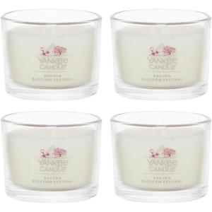 Yankee Candle Mini Jar (1.3 Ounce (Pack of 4), Pink Sands)(Sakura Blossom Festival)