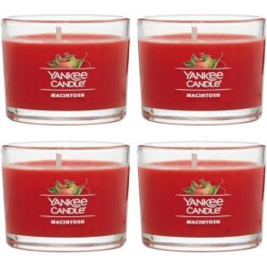 Yankee Candle Signature Votive Mini Candle Jar, Coconut Beach Scent, Natural Soy Wax Blend Candle with Natural Fiber Wick, 1.3 OZ Glass Jar (Pack of 4)(Macintosh)