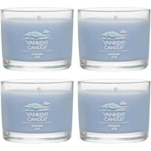 Yankee Candle Signature Votive Mini Candle Jar, Midsummer’s Night Scent, Natural Soy Wax Blend Candle with Natural Fiber Wick, 1.3 OZ Glass Jar (Pack of 4)(Ocean Air)