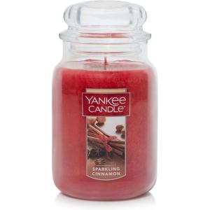 Yankee Candle Sparkling Cinnamon Scented, Classic 22oz Large Jar Single Wick Candle, Over 110 Hours of Burn Time | Holiday Gifts for All: Perfect for Fall and Winter Decor(Sparkling Cinnamon)