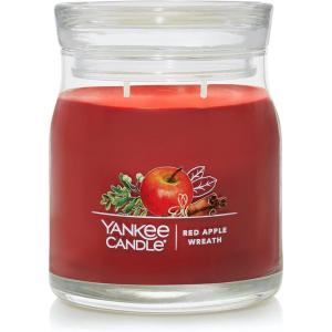 Yankee Candle Studio Scented Candle with up to 50 Hour Burn Time, Premium Plant Wax Blend for Consistent Burn, 10 oz Jar Candle with Room Filling Fragrance, Spiced Pumpkin(Red Apple Wreath)