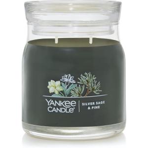 Yankee Candle Studio Scented Candle with up to 50 Hour Burn Time, Premium Plant Wax Blend for Consistent Burn, 10 oz Jar Candle with Room Filling Fragrance, Amber & Sandalwood(Silver Sage & Pine)