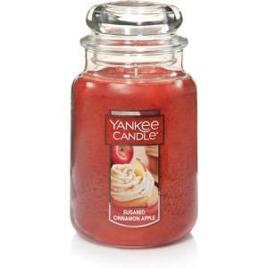 Yankee Candle Sugared Cinnamon Apple Scented, Classic 22oz Large Jar Single Wick Aromatherapy Candle, Over 110 Hours of Burn Time, Perfect for Fall and Autumn Home Décor(Sugared Cinnamon Apple)
