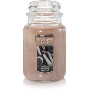 Yankee Candle Sun & Sand Scented, Classic 22oz Large Jar Single Wick Candle, Over 110 Hours of Burn Time(Seaside Woods)