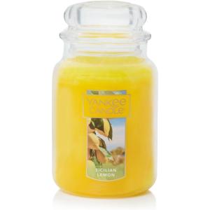 Yankee Candle Sun & Sand Scented, Classic 22oz Large Jar Single Wick Candle, Over 110 Hours of Burn Time(Sicilian Lemon)