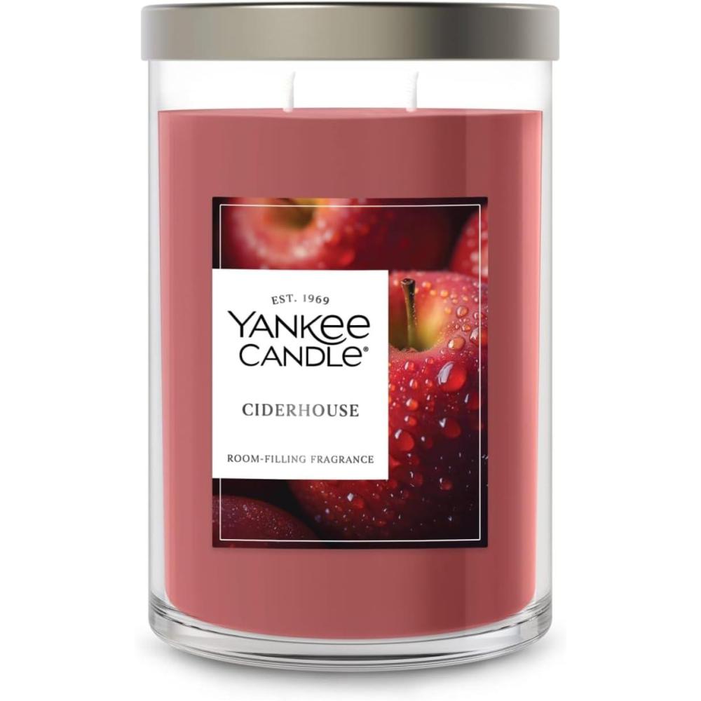 imageYankee Candle Large Tumbler Scented Candle with up to 80 Hour Burn Time Premium Plant Wax Blend for Consistent Burn 20 oz Tumbler Candle with Room Filling Fragrance Vanilla CupcakeCiderhouse